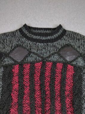 Vintage Street Scenes Sweater Men's Large Gray Long Sleeve Knit Pullover